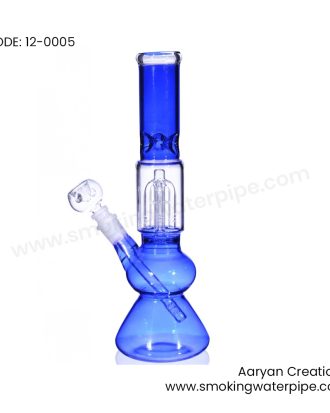 12 INCH SLOTTED 4 ARM TREE PERC BONG WITH DOWN STEM AND A BOWL BLUE 19MM