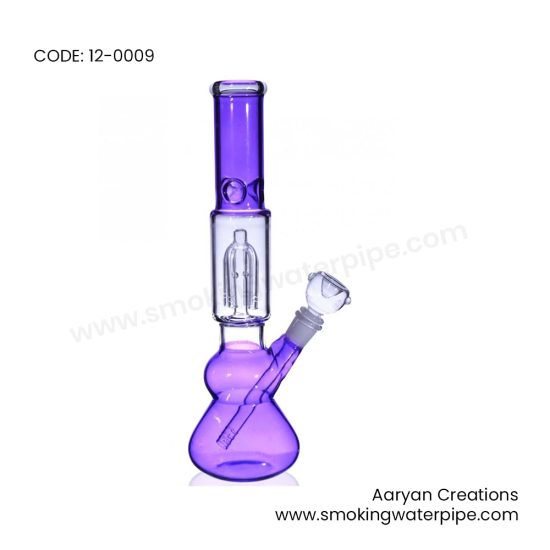 12 INCH SLOTTED 4 ARM TREE PERC BONG WITH DOWN STEM AND A BOWL PURPLE 19MM