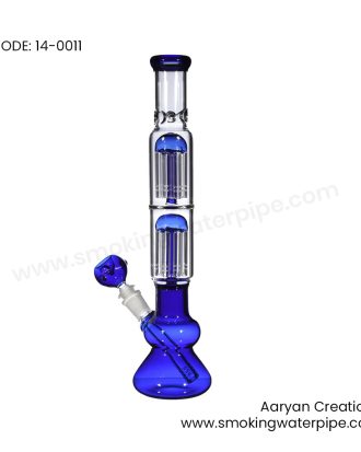 14 INCH DOUBLE SLOTTED 8 ARM TREE PERCOLATOR BLUE 19MM