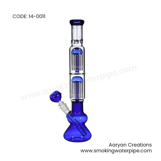 14 INCH DOUBLE SLOTTED 8 ARM TREE PERCOLATOR BLUE 19MM