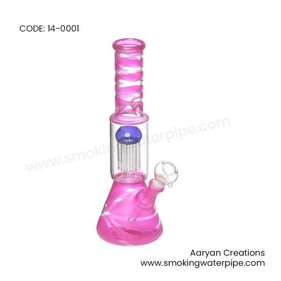 14 Inch 10 Arm Tree Percolator Ice Waterpipe Glass Bong Hookah Pipe Pink