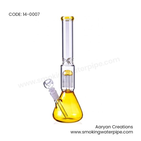 14 inch BEAKER BASE BONG WITH 8 ARM TREE PERC WATER PIPE   AMBER