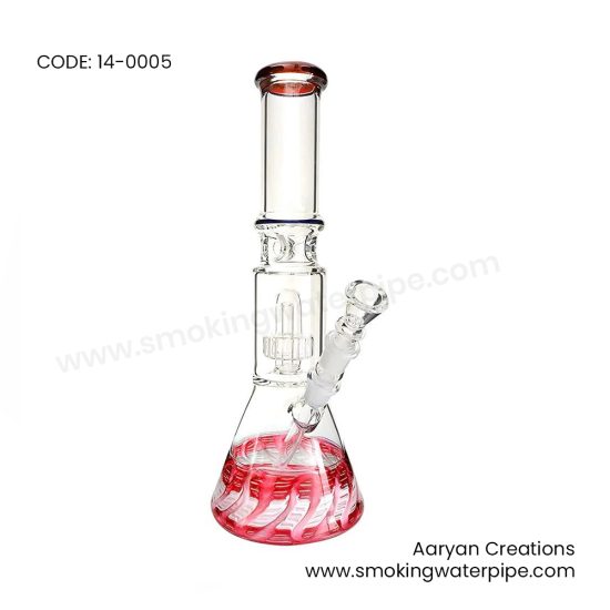 14 inch Raked Beaker with Showerhead Water Pipe 19mm Red