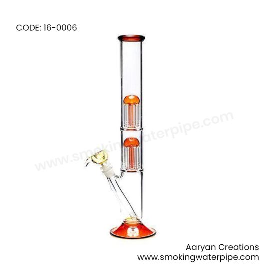 16 inch usa quality bong 19mm double perc amber water pipe