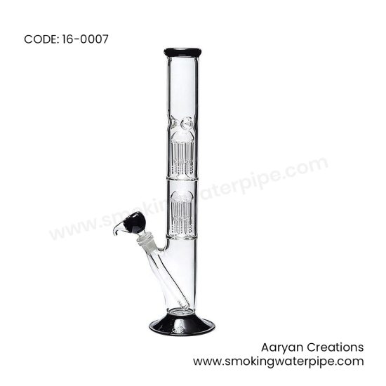 16 inch usa quality bong 19mm double perc black water pipe