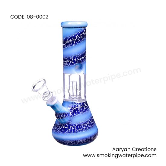 8 Inch CRACKLE PERCOLATOR BLUE water pipe 14mm